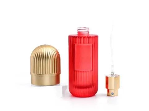Colored Fancy Glass Perfume Spray Bottles with Gold Caps — view 4