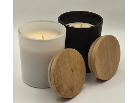White Stained Frosted Glass Candle Jars — view 10