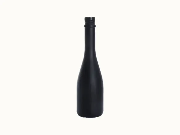 Matte Black Glass Champagne Bottle With Stopper And Lids — main view
