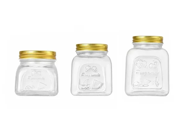 Honey Jar Transparent Embossed Glass Jam Jar Pickle Jar — main view