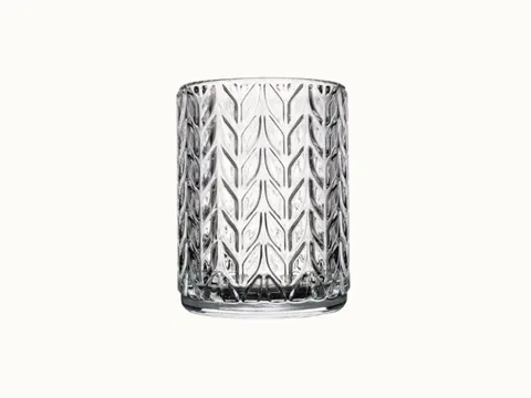 Clear Vintage Embossed Glass Candle Jars — view 1