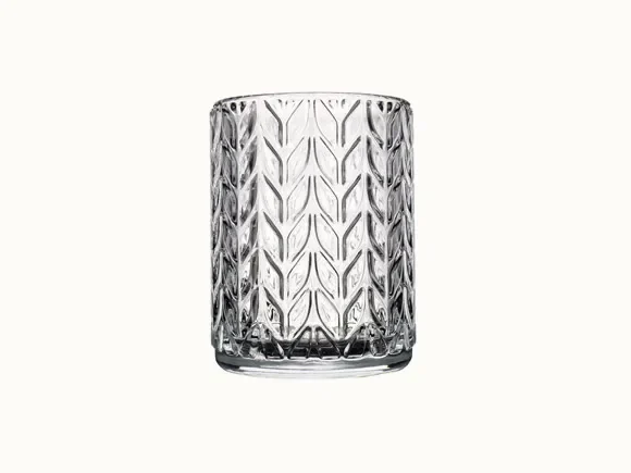 Clear Vintage Embossed Glass Candle Jars — main view
