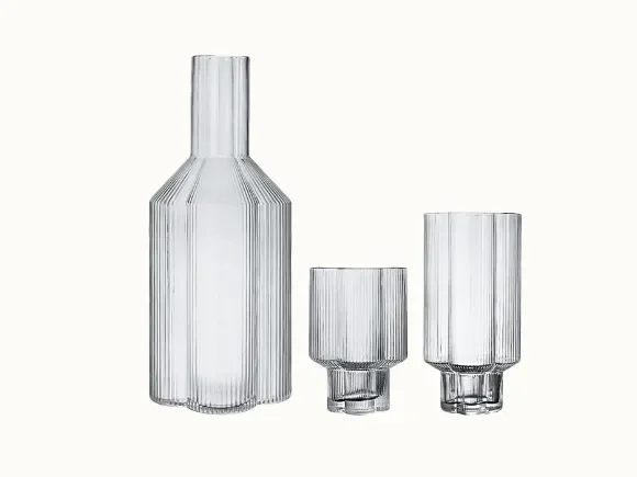 Clear Fluted Drinking Glasses Cups Set — main view