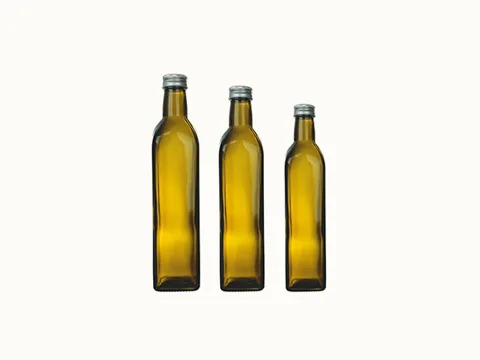 Olive Green Glass Vinegar Bottles — view 3