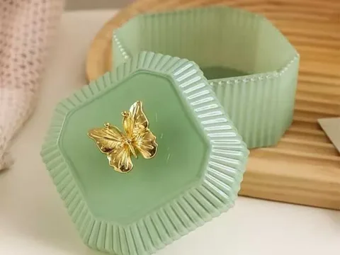 Square Glass Candle Jar Jewlery Storage Case with Lids — view 2