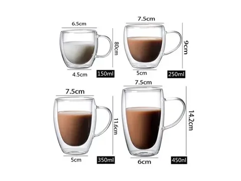 Double Wall Glass Cup With Handle Coffee Mug — view 2
