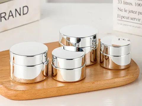 Silver Electroplated Glass Cosmetic Skincare Jars with Lids — view 2
