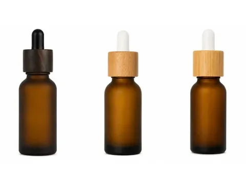 Amber Frosted Glass Essential Oil Bottles with Dropper — view 5