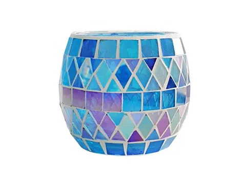 Blue Glass Candle Pot Glass Candle Jars Mosaic Style