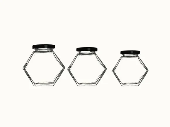 Clear Glass Honey Jars — main view