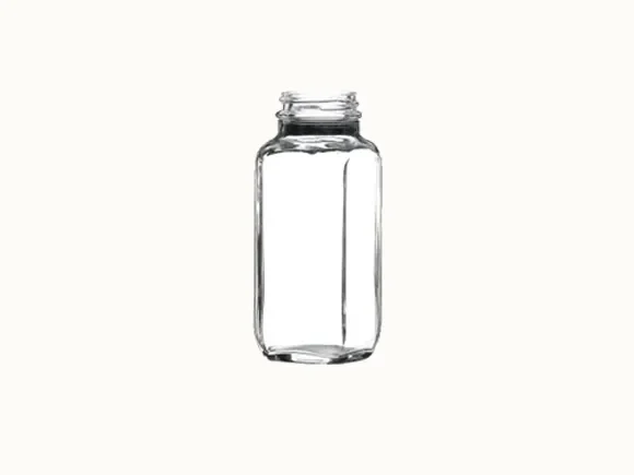 Clear Square Glass Spice Jar — main view