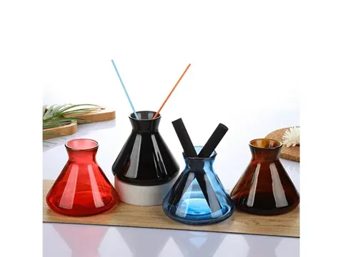Conical Transparent Colored Glass Reed Diffuser Bottle