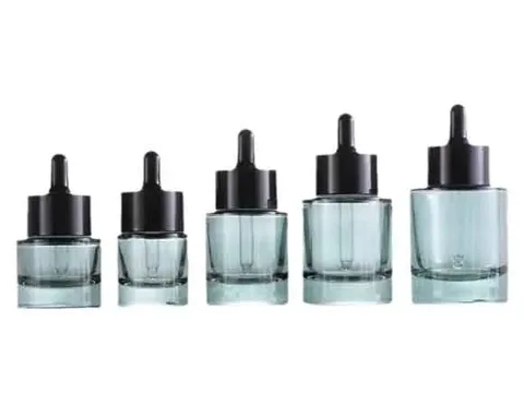 Dark Green Round Glass Dropper Bottles