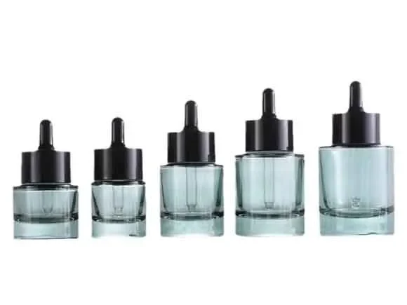 Dark Green Round Glass Dropper Bottles — main view