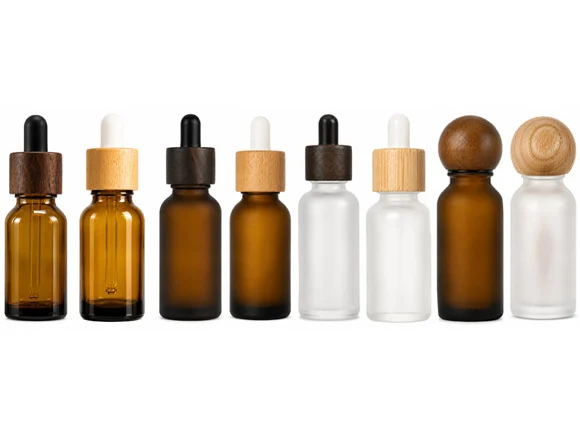 Amber Frosted Glass Essential Oil Bottles with Dropper — main view