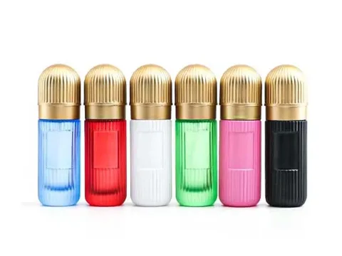Colored Fancy Glass Perfume Spray Bottles with Gold Caps — view 2