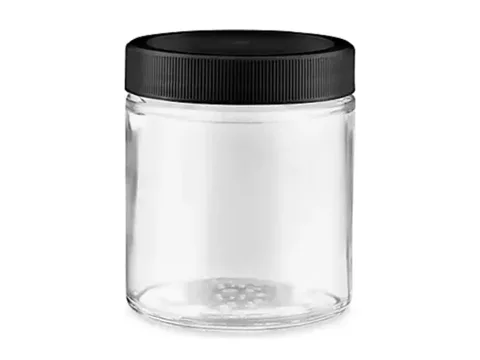 Transparent Glass Storage Jars with Black Plastic Caps