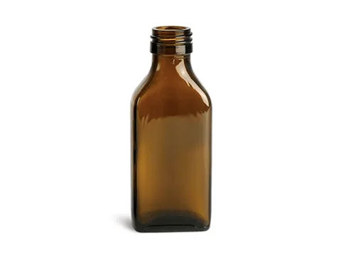 Square Amber Glass Medicine Bottles — view 2