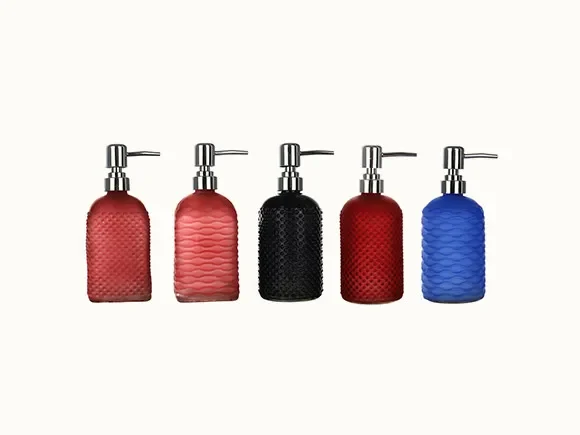 Red/Black/Blue Glass Bathroom Bottles — main view