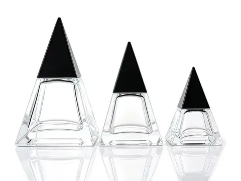 Pyramid Glass Perfume Bottles with Lids — view 4