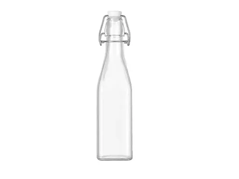 () () () () Square Clear Glass Beverage Bottle — view 1
