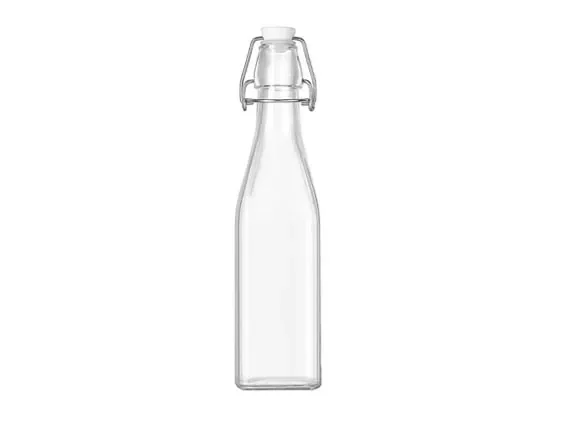 () () () () Square Clear Glass Beverage Bottle — main view