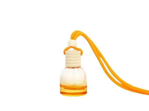 Round Pendant Aromatherapy Glass Car Perfume Bottle with Wooden — view 2