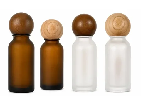 Amber Frosted Glass Essential Oil Bottles with Dropper — view 2