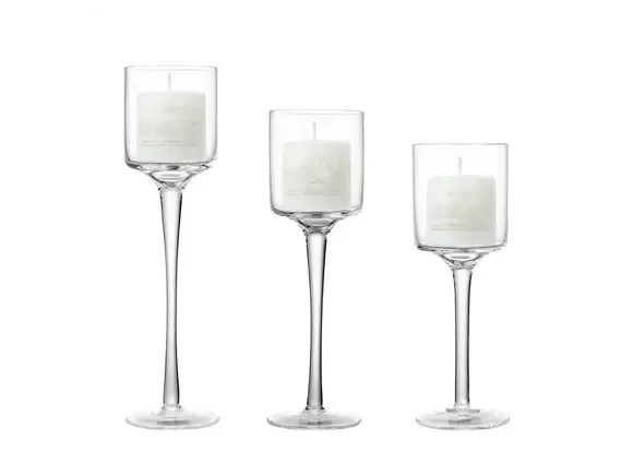 Tall Glass Pillar Candle Holders Candlestick — main view