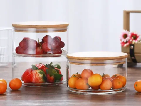 Borosilicate Stackable Clear Glass Storage Jars With Lids — view 3