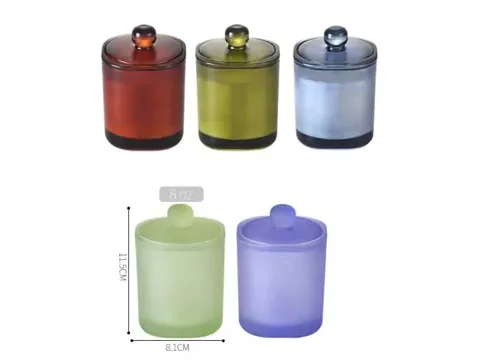 () Colored Square Glass Candle Jars With Lid — view 2
