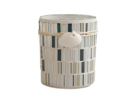 Mosaic Style Simple Glass Candle Jar with Shell Decoration — view 2